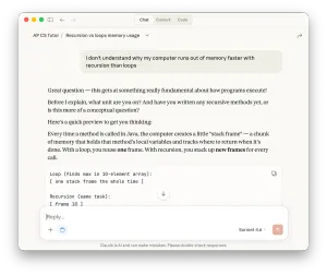 Claude Chat with AP CS A Tutor project