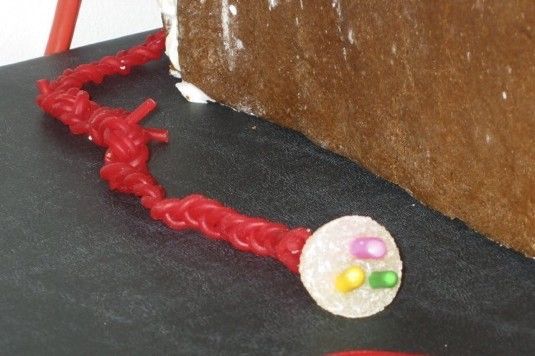 Closeup of a power cord made from gummies